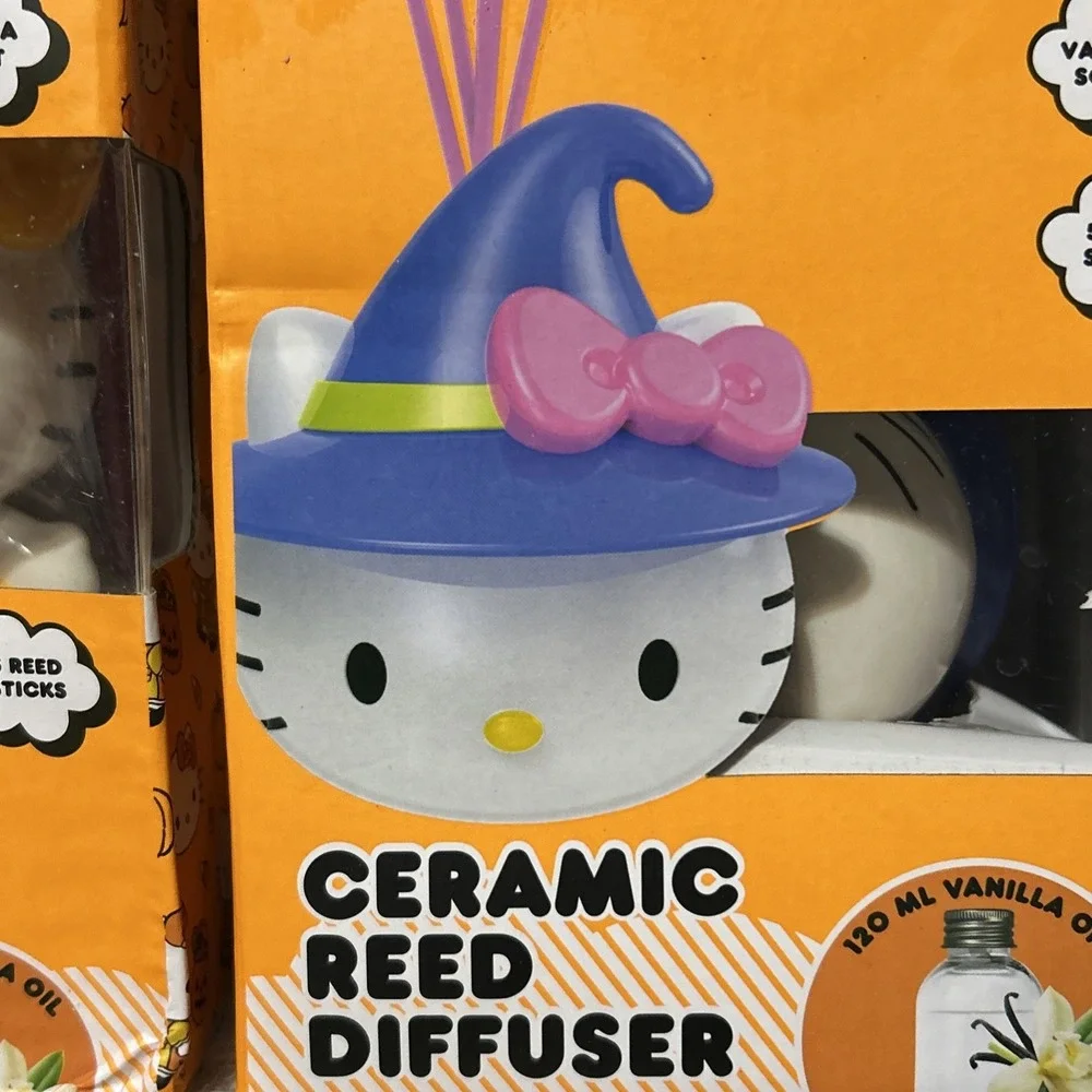 (2x) Hello Kitty Halloween Ceramic Reed Diffuser Vanilla Scent Oil Sanrio Witch‎